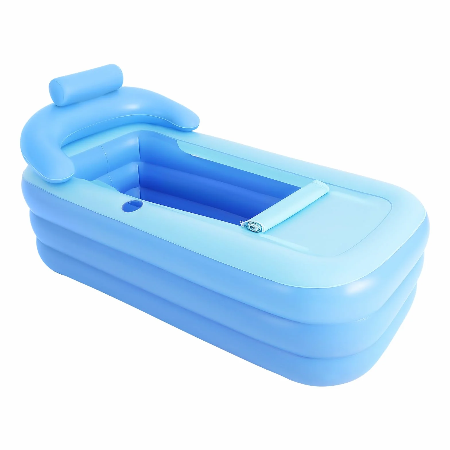 Bañera hinchable autoportante, móvil, plegable, 160 x 84 x 64 cm, para adultos y niños, con reposacabezas