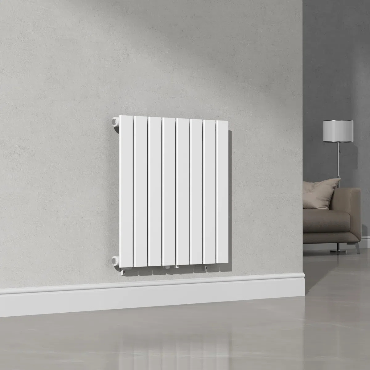[neu.haus] Radiadores de Panel Monocapa Radiador de Diseño Plano Calefactor de Baño Salón de Agua Caliente de Pared Conexión Inferior Central 459W Acero 60 x 60 cm - Blanco