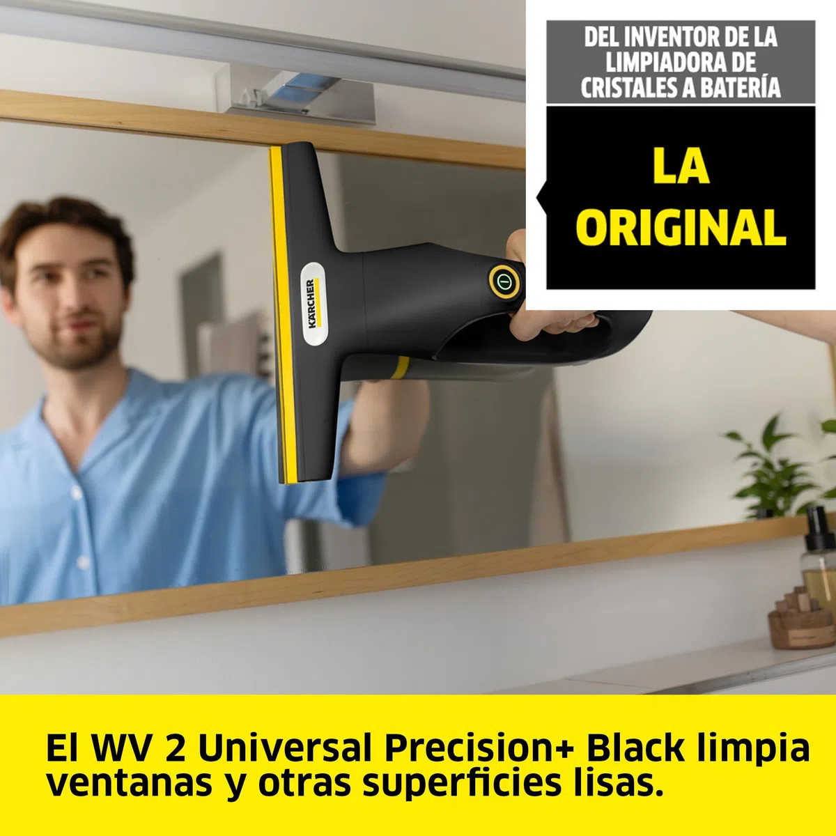 KÄRCHER limpiadora de cristales con batería WV 2 Universal Precision+ Black, autonomía: 35 min, depósito: 120 ml, 2 boquillas, botella pulverizadora con paño de microfibra, 20 ml de limpiacristales