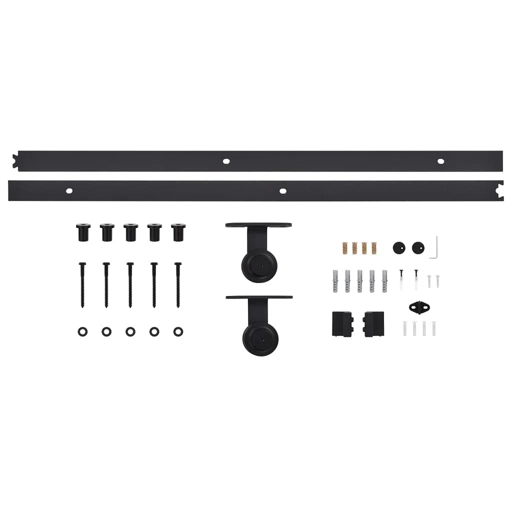 200 cm Herraje para Puerta Corredera Kit de Accesorios para Puertas Correderas Guia Puerta Corredera Negro