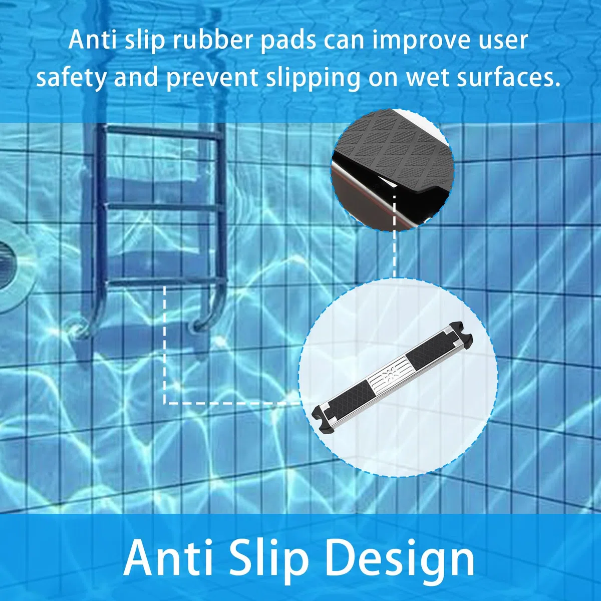 Peldaños para Escalera Piscina, 2 Piezas Peldaño Piscina Antideslizante Escalera Repuesto Acero Inoxidable General Escalera Piscina Accesorios Antideslizantes Piezas Escalera Piscina Pedal Escalera