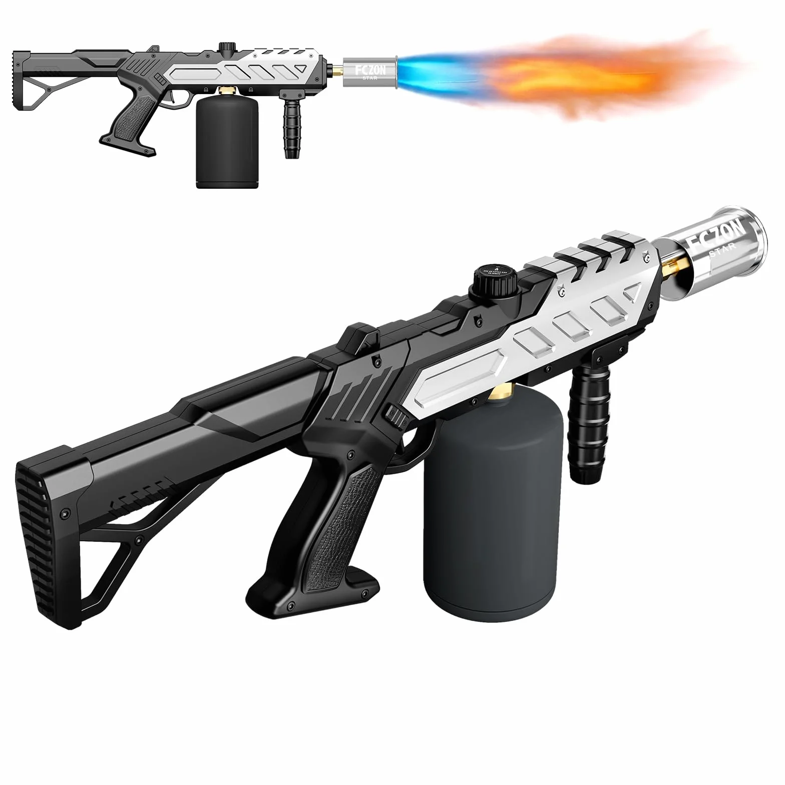 FCZON - Pistola lanzallamas, pistola de propano desmontable con llama ajustable, potente soplete para barbacoa, filetes, soldadura, campamento (tanque de propano no incluido)