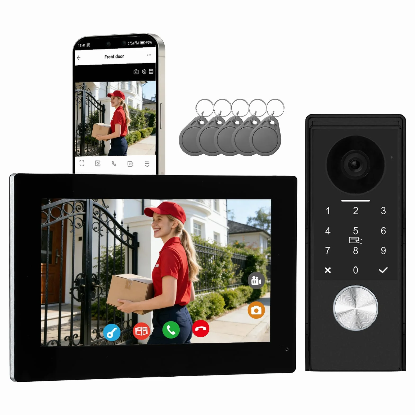 Videoportero WiFi6 2,4/5GHz Full HD 7" Pantalla Táctil Color Audio Bidireccional Detección Humano App Tuya KW07