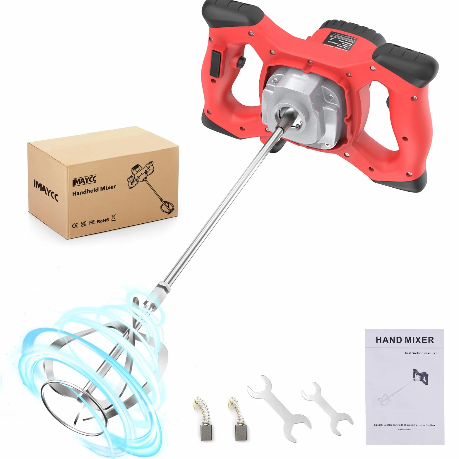 IMAYCC Mezcladora De Mortero, 2100W Batidora Mortero, Mezclador De Mortero con 6 Velocidades, Hormigoneras Electricas, Ideal Para Mezclar Pienso, Yeso, Pintura, Cemento, Mortero,Etc