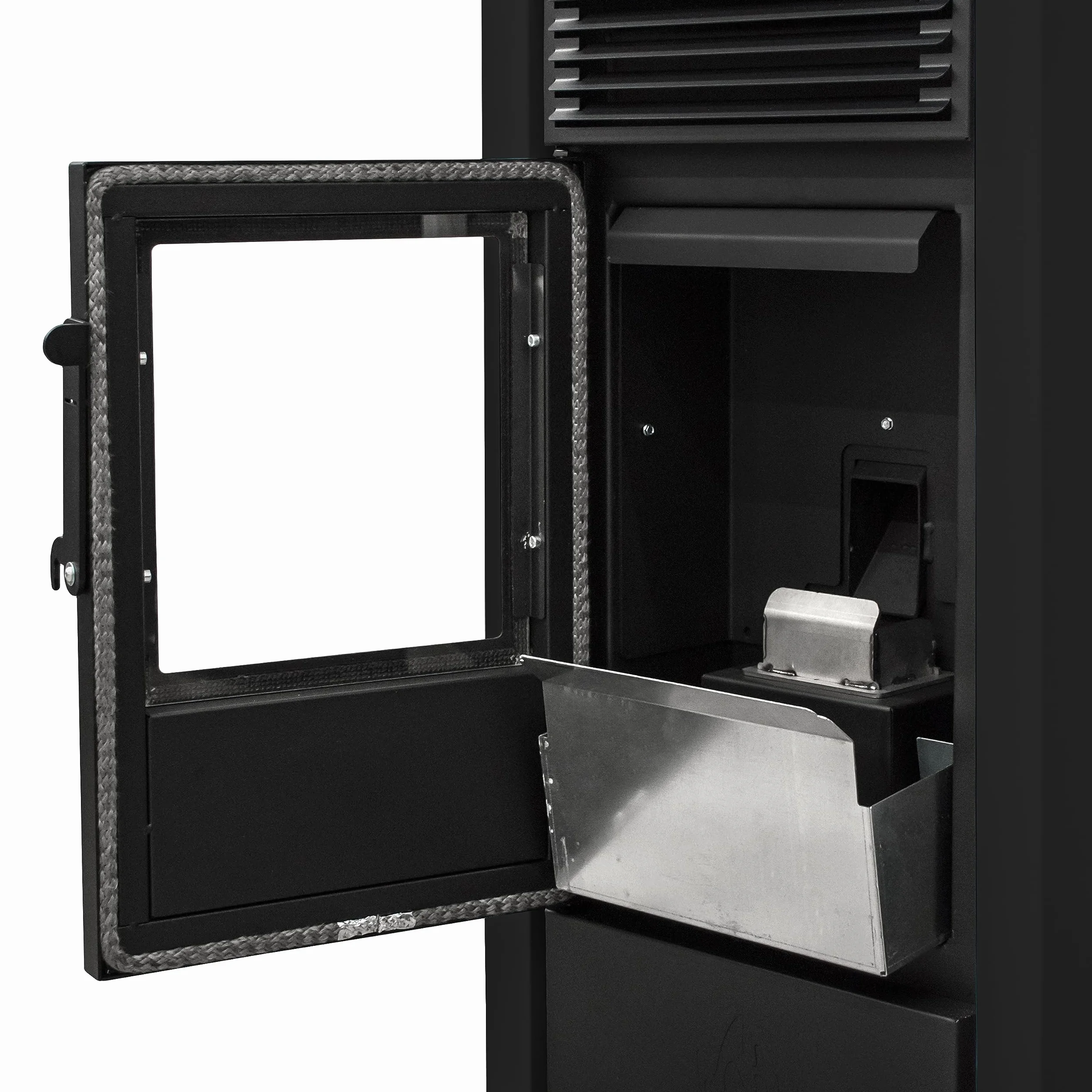 Stufe a Pellet Italia Srl - Estufa de pellets California, 8 Kw, estufa de pellet, ventilada, calienta hasta 60 m², 5 niveles de potencia, 5 velocidades de ventilación, programable, color negro