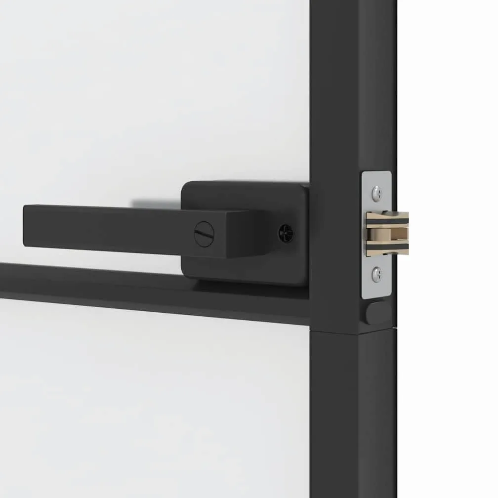 Puerta Interior Delgada Negra Vidrio y Aluminio 83x201,5 cm Negro,155119
