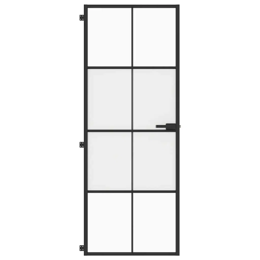 Puerta interior delgada negra vidrio y aluminio 76x201,5 cm, 4x2 rejillas