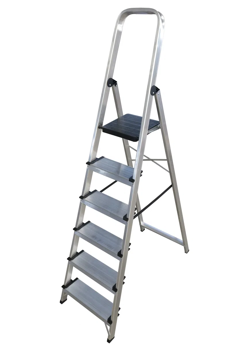 Escalera Doméstica de Aluminio, Peldaño 12 cm. (6 peldaños)