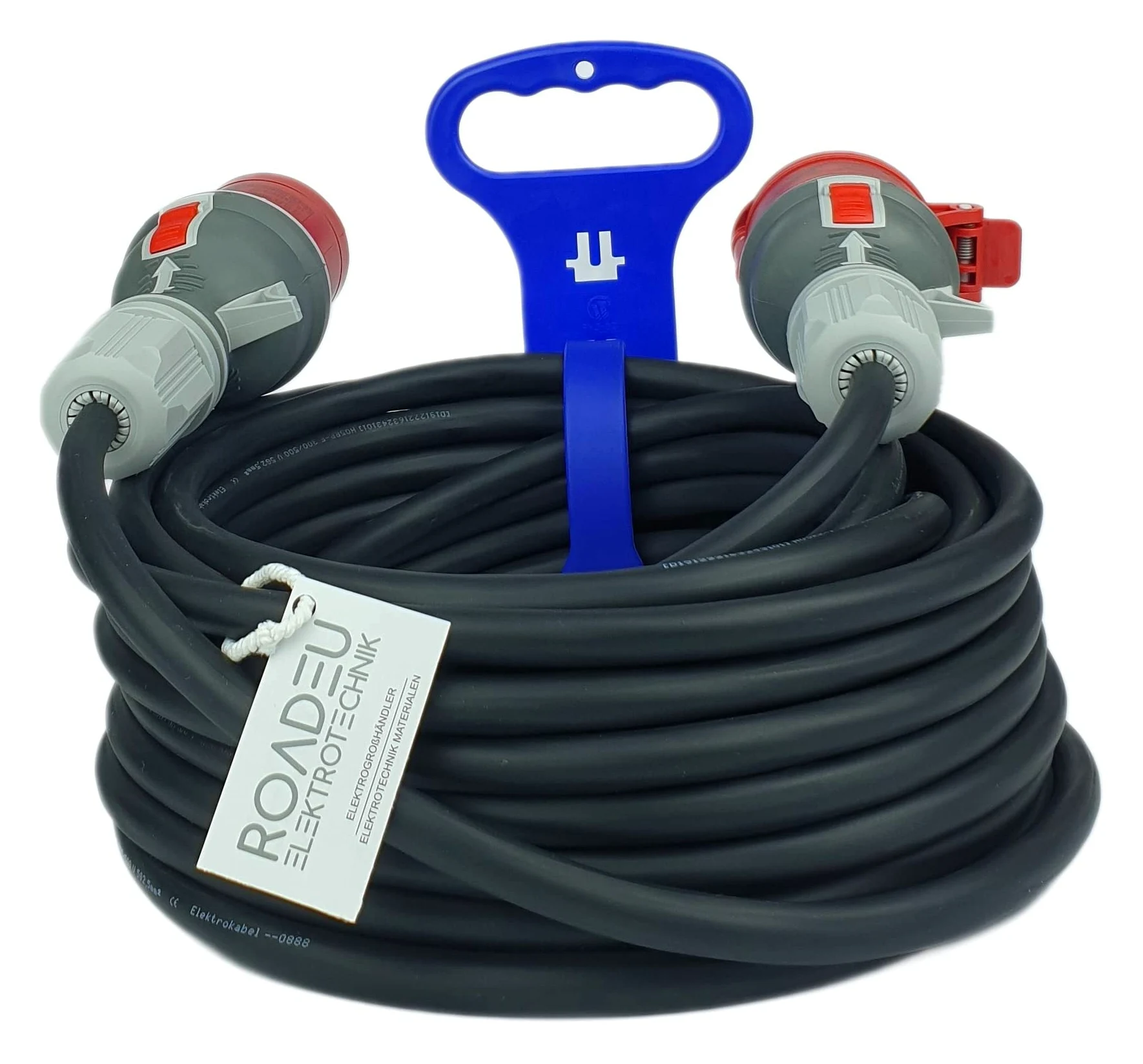 RoadEu - Cable alargador de alimentación 16A - Enchufe 16A, Toma 16A - Prolongador Industrial 10m. Alargador portátil Que Puede Utilizarse en talleres, Jardines, cobertizos u Obras de construcción