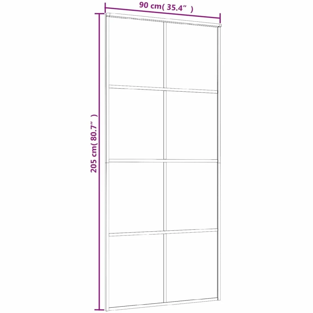 Puerta corredera ESG vidrio y aluminio negro 90x205 cm