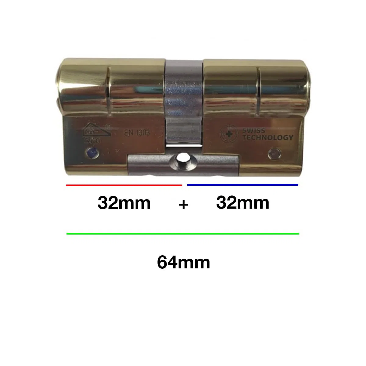 M&C Minos Bombín Cerradura Alta Seguridad Certificación Seguridad Máxima SKG 3 Estrellas 32x32mm Anti Bumping Resistente Taladro Tecnología Suiza Color Dorado 5 Llaves Incluidas, Pequeña