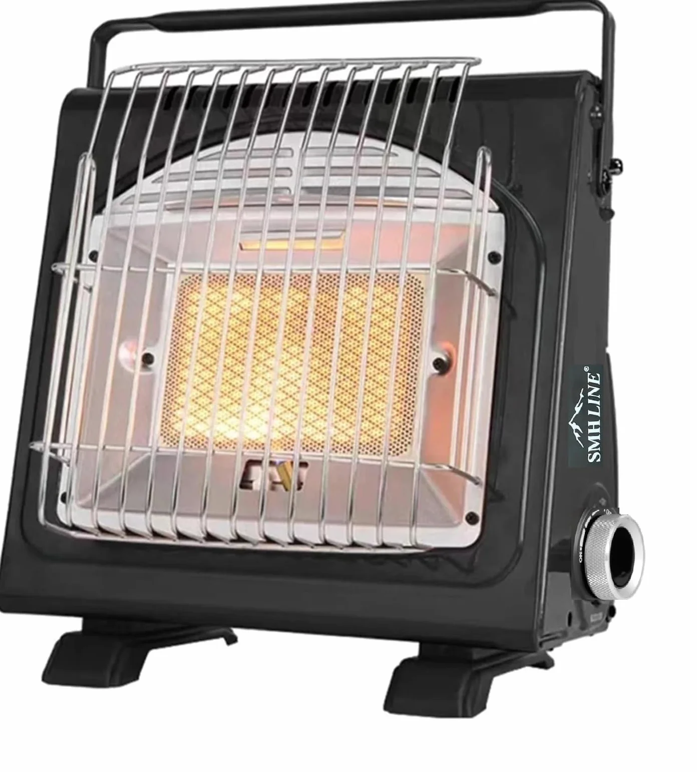 SMH LINE® Calefactor de gas portátil 2 en 1 para camping + 16 cartucho de gas butano, caravana, quemador de 1,7 kW, quemador, calentador de cerámica