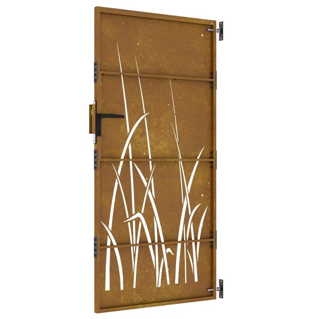 Homgoday Puerta de Jardín de Acero Corten con Diseño Laser: Seguridad y Elegancia Rustica