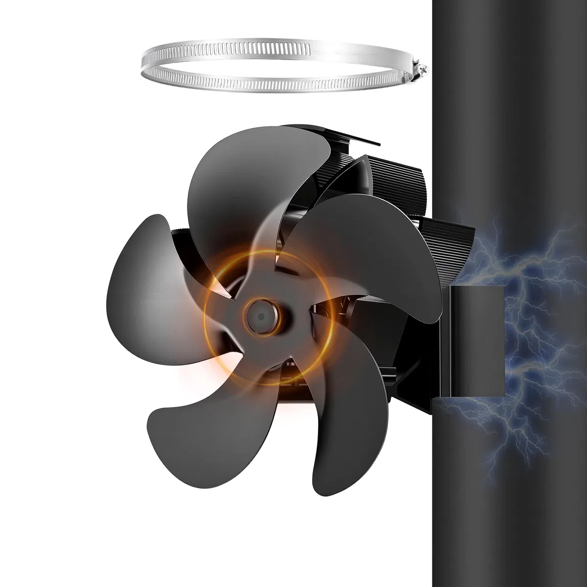Dreamhigh® Ventilador Estufa leña Magnético, Ventilador Chimenea Silencioso Con Anillo De Repuesto Para La Distribución Del Calor, Para Estufa De Leña, Chimenea Y Horno