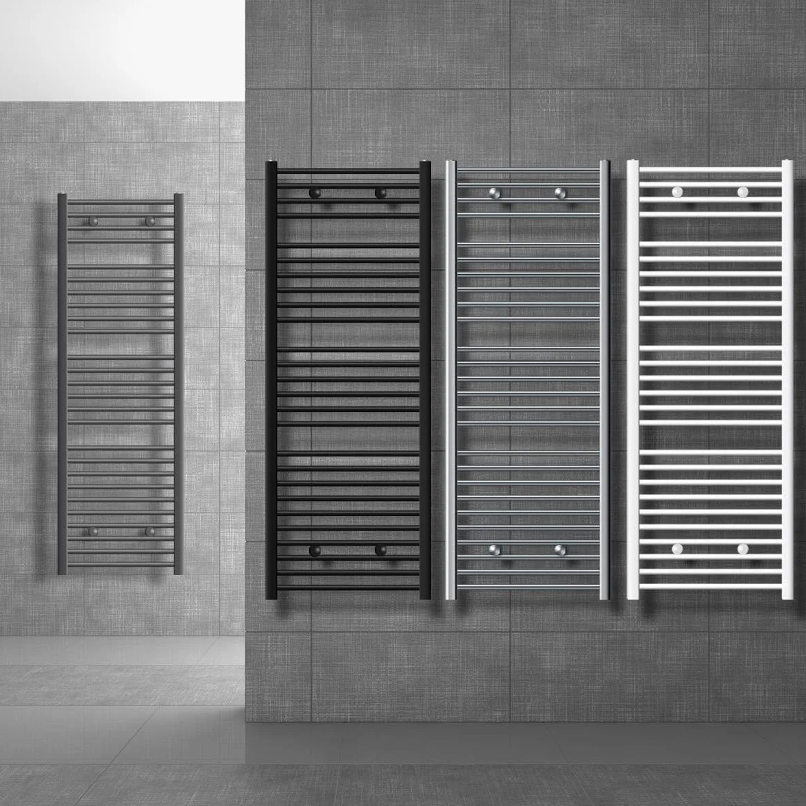 LuxeBath Radiador Toallero Sahara 300 x 800 mm, Cromado, Diseño Recto con Conexión Lateral, Calefacción para Baño, Calentador-Secador de Toallas, Estufa de Pared, Calefactor Moderno de Acero