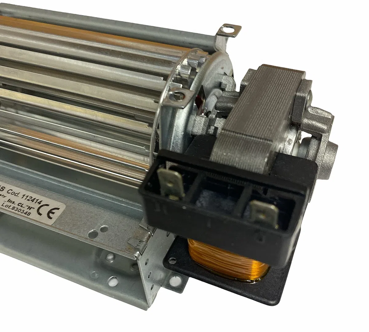 ERICAMBI, Ventilador tangencial para estufas de pellets TGA 60/1-120/15 Emmevi - Fergas 112414, diámetro del ventilador 60 mm, tamaño de la boquilla: 124 x 40 mm, longitud total 185 mm