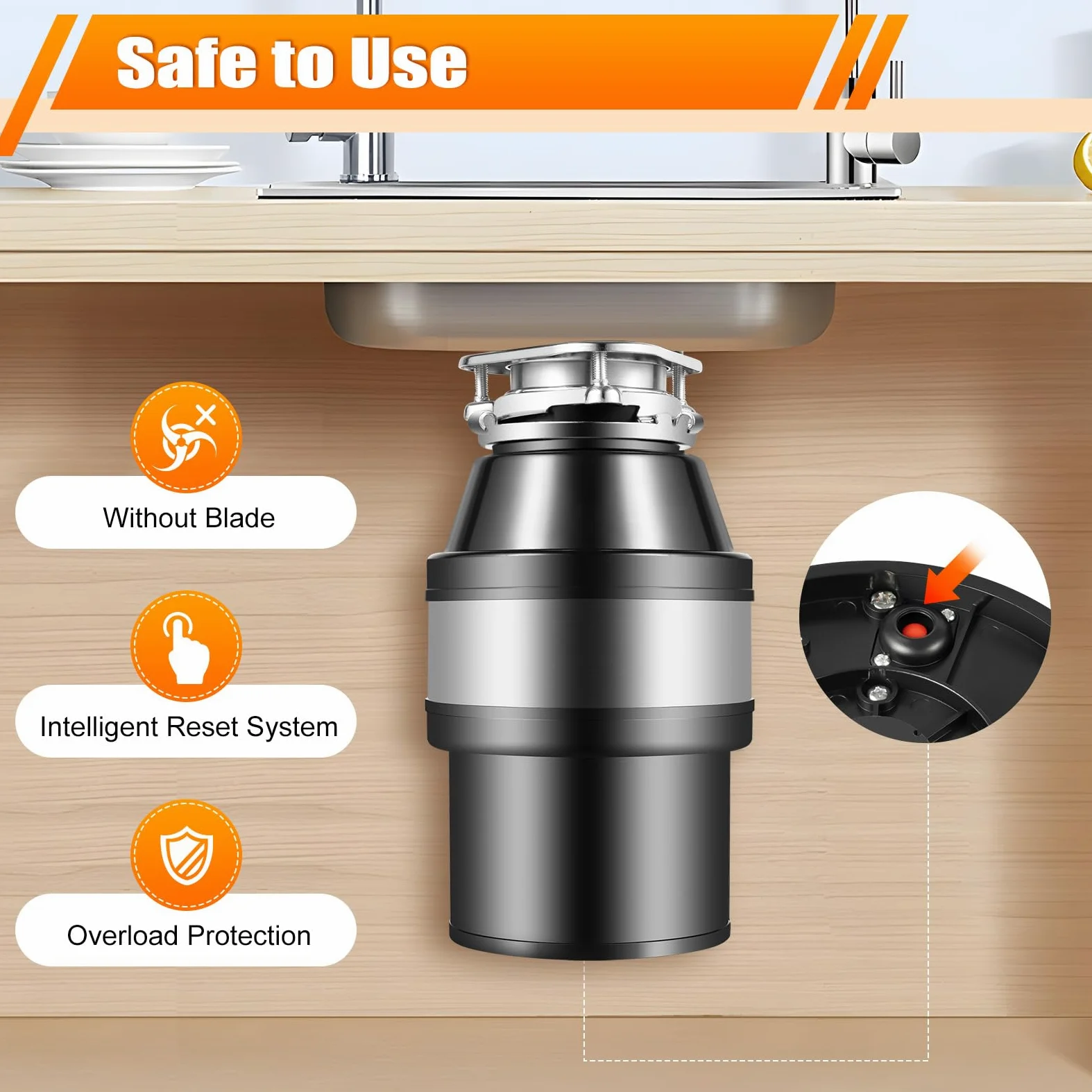 Triturador Fregadero Acero Inoxidable Basura Alimentos Restos Comida Cuarto BañO Disipador Residuos Alimentos Hogar Cocina Procesador Desposador Fregadero Antibacterias Antisalpicaduras