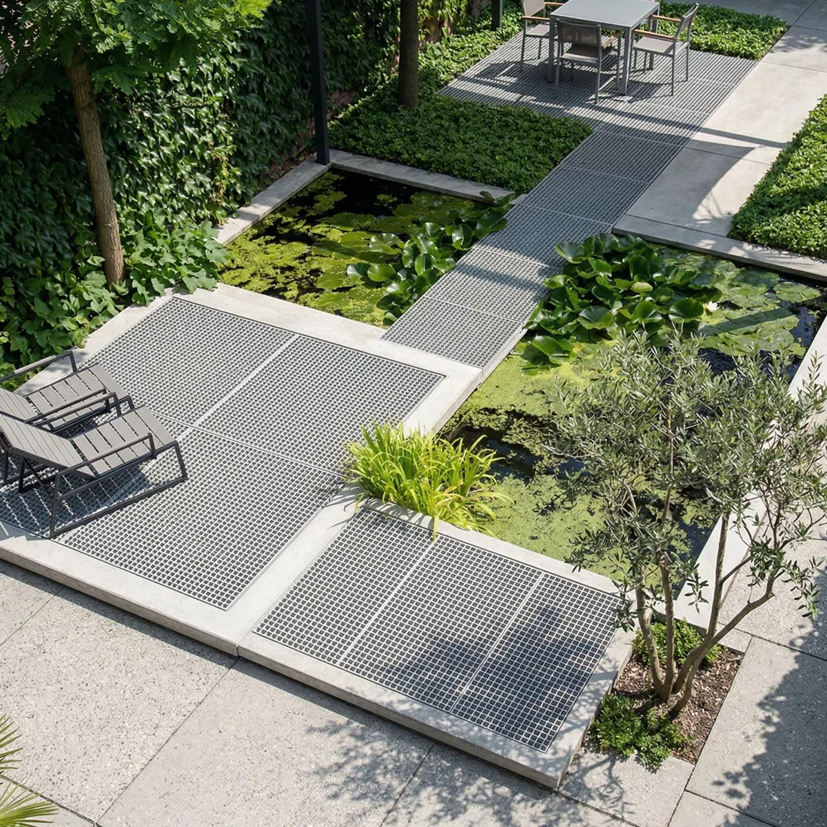 Rejilla de fibra de vidrio de 38 mm de altura | Parrilla de suelo resistente y rejilla industrial transitable | alternativa a la rejilla de acero galvanizado | antideslizante gris (500 x 500