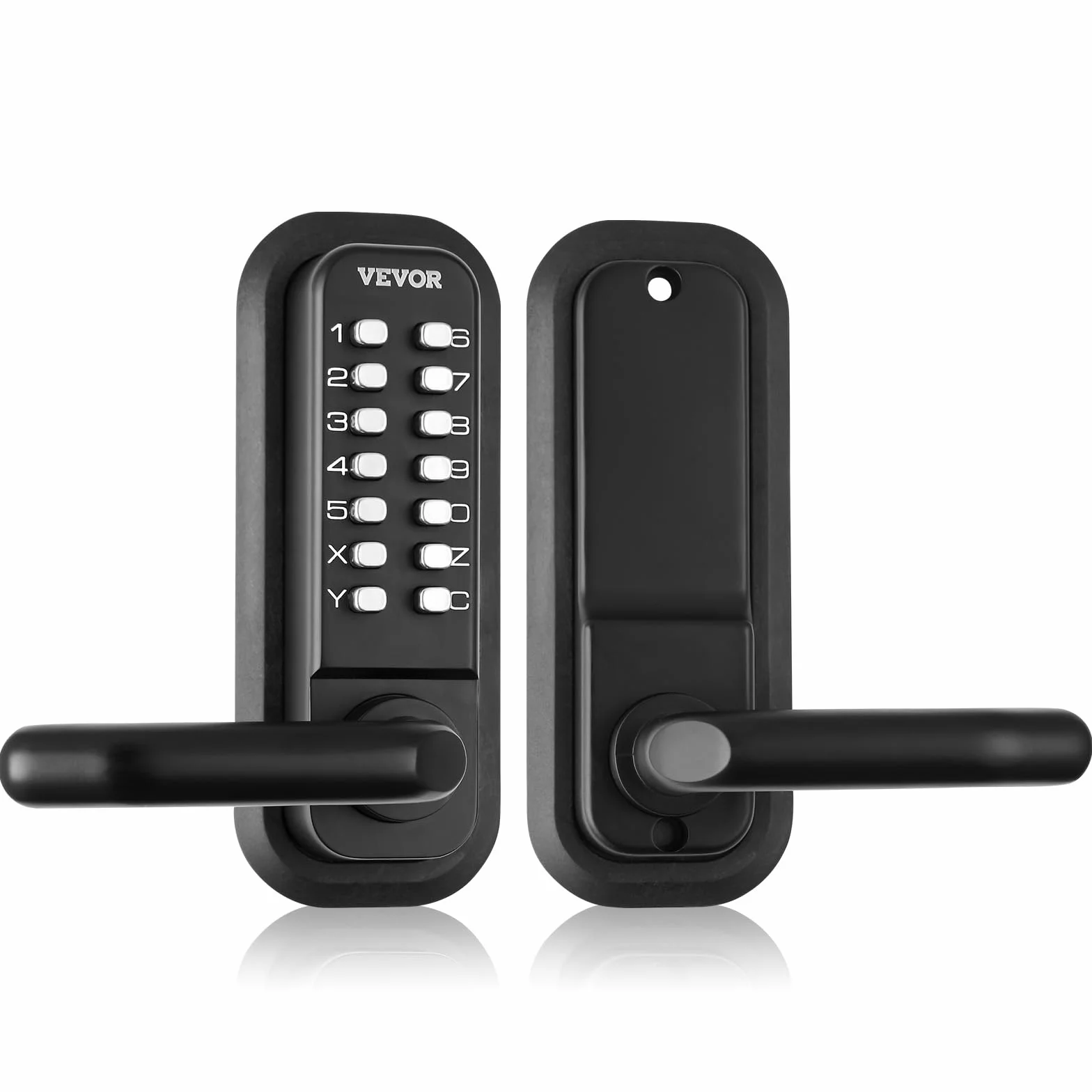 VEVOR Cerradura de Puerta Mecánica sin Llave Cerradura Codificada de Aleación de Zinc Teclado de 14 Teclas Manija de Puerta de Entrada Exterior Izquierda y Derecha para Puertas Espesor 35-65 mm