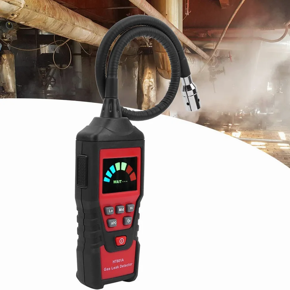 Analizador de Gases de Combustión Portátil, HT601A Detector de Gas Combustible LED Probador de Fugas de Gas Medidor de Fugas de Gas