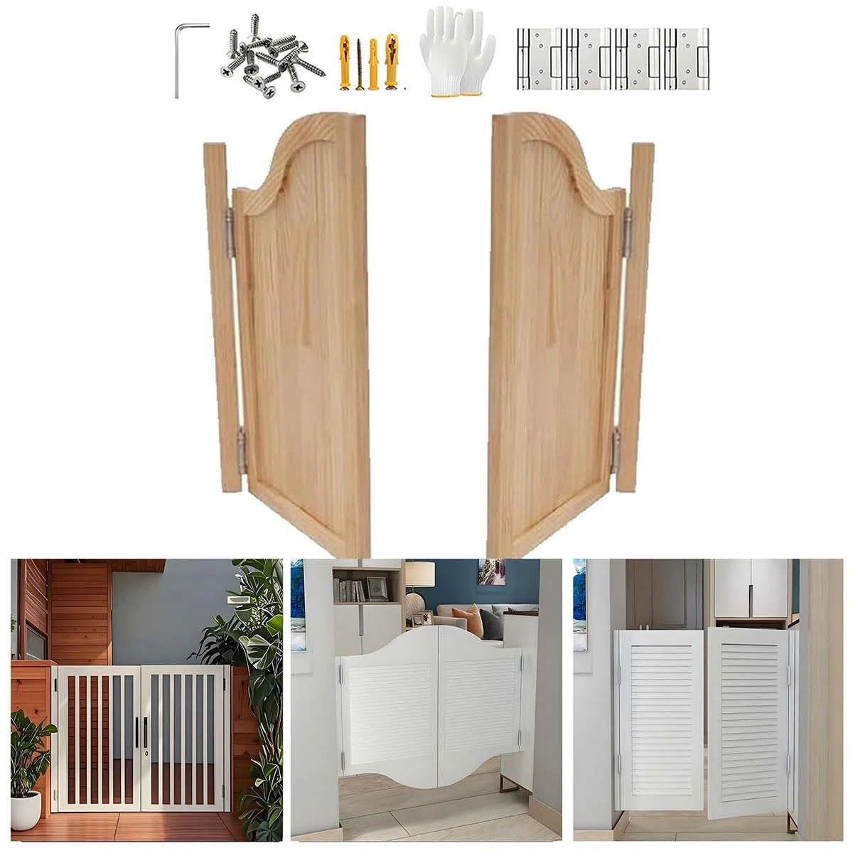 Puerta Vaiven de Madera Maciza para Interiores, Puertas Batientes de Café Retro, Puerta de oscilante de Salón, Abatible Bidireccional Puerta para entrada
