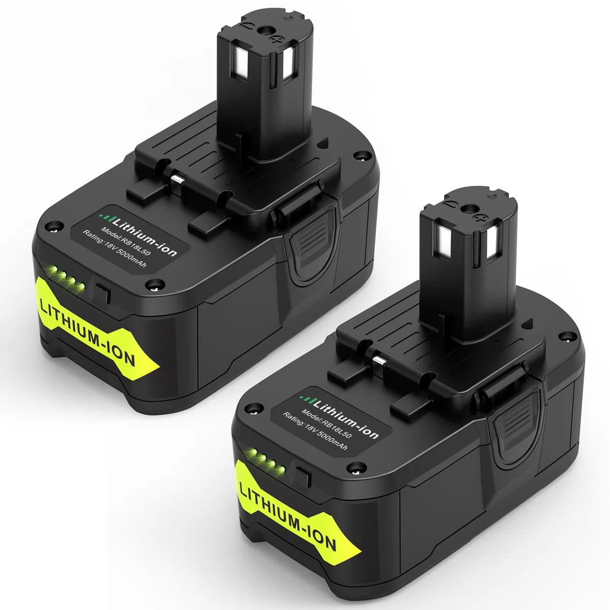 LabTEC 2 Paquetes Batería de Repuesto para Ryobi BPL-1815 BPL-1820G BPL1820 BPL18151 P102 P103 Batería Inalámbrica para Herramienta Eléctrica con luz Indicadora(18V, 5000mAh)