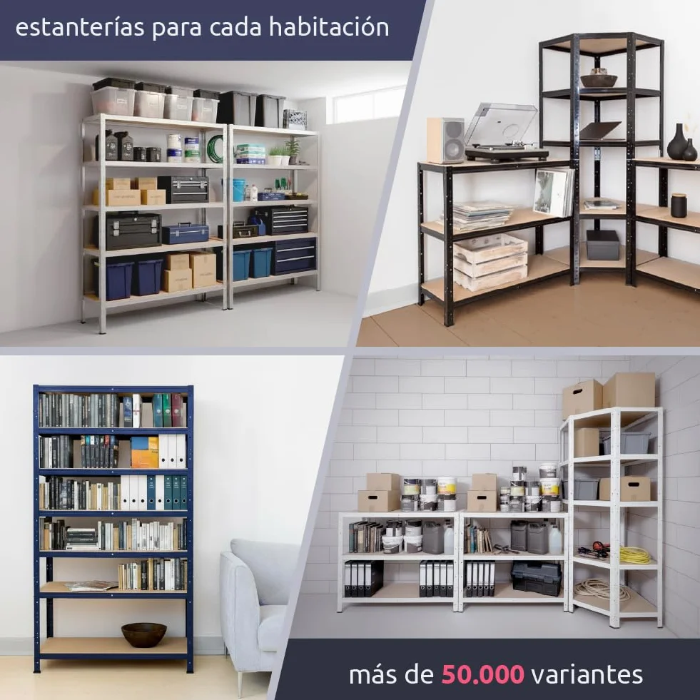 shelfplaza Home 100x50x50 cm Estantería Pesada en galvanizada con 4 baldas y 175 kg de Capacidad de Carga por balda