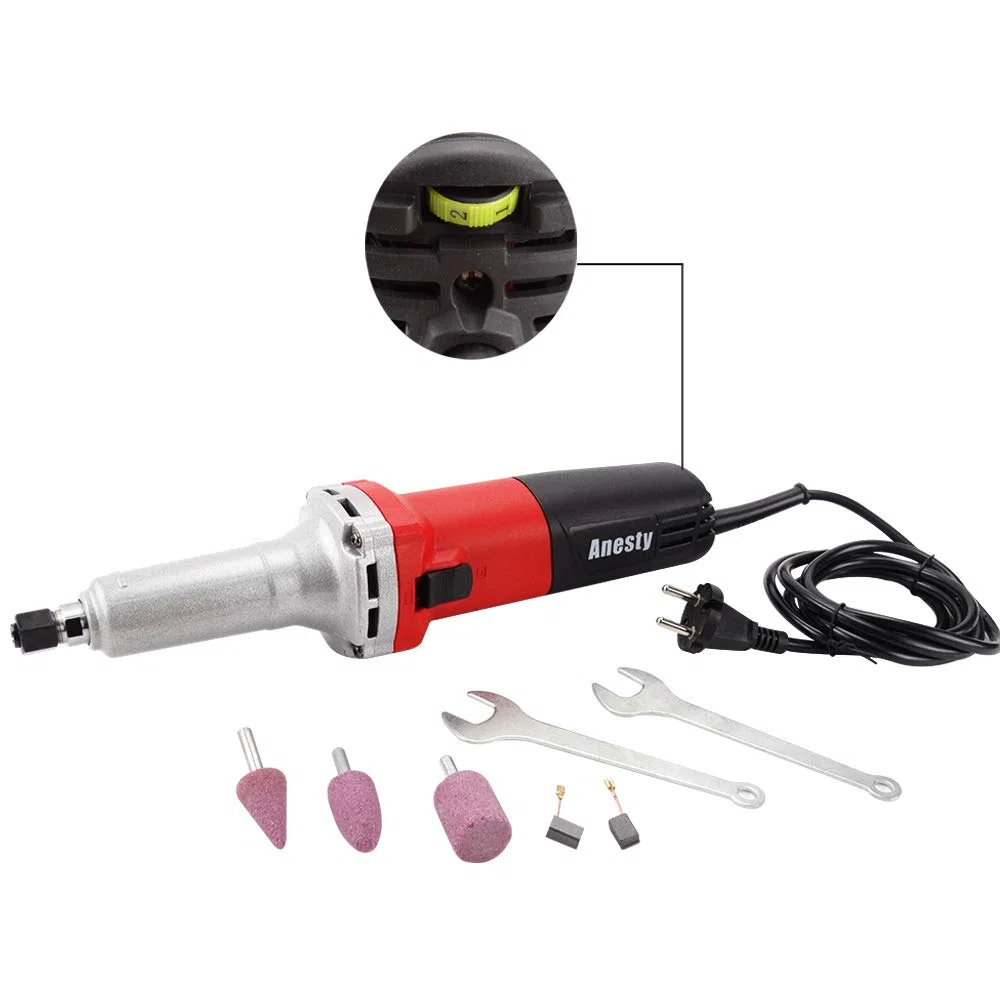 Amoladora recta, amoladora axial recta eléctrica 750 W ajustable velocidad, diámetro de la pinza 6 mm
