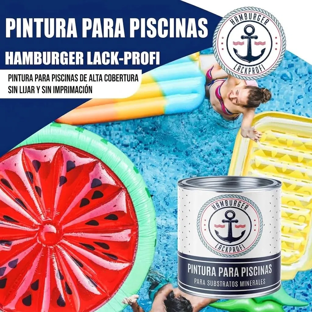2-K Pintura para piscina, color azul turquesa brillante RAL 5018, para plástico reforzado + fibra de vidrio, juego de 2 k, pintura para piscina, revestimiento para piscinas, color submarino, Azul