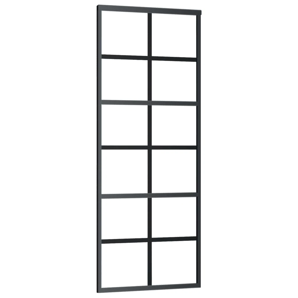 vidaXL Puerta Corredera con Herrajes Entrada Corrediza Deslizante Hogar Cuarto de Baño Salón Sala de Estar Habitación ESG Vidrio y Aluminio 76x205 cm