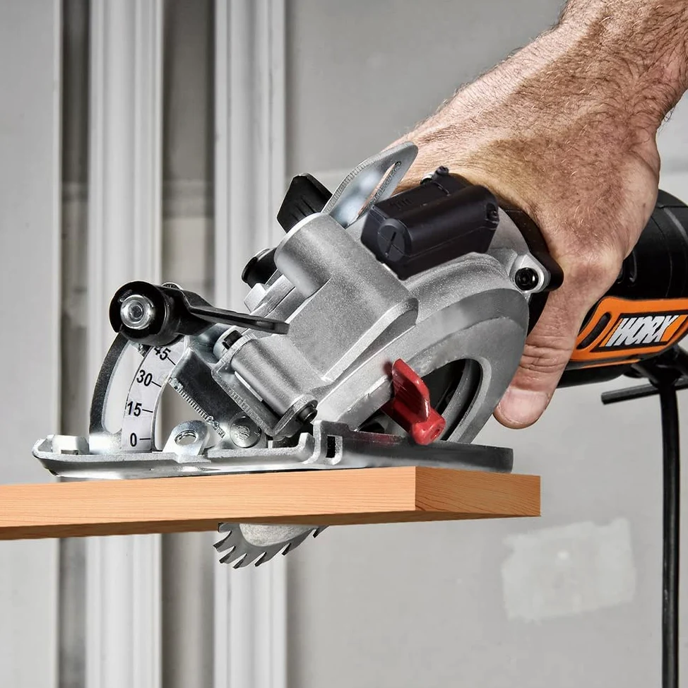 WORX Sierra circular WORXSaw XL 46mm, 800W | WX437 | Guía láser, sistema de aspiración integrado, rápido ajuste de profundidad, cambio de disco sencillo