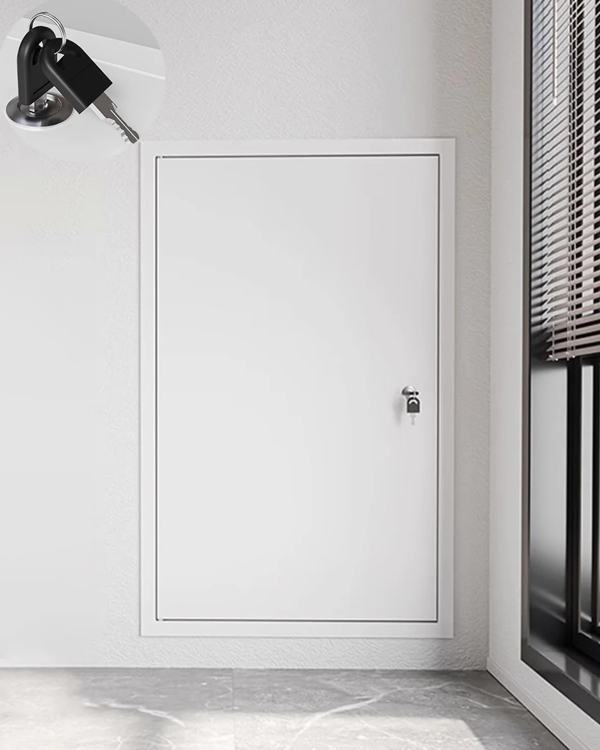 Puerto de acceso con marco de aluminio - Puerta de inspección con panel de acceso de pared blanca con cerradura, varios tamaños(80x80cm)