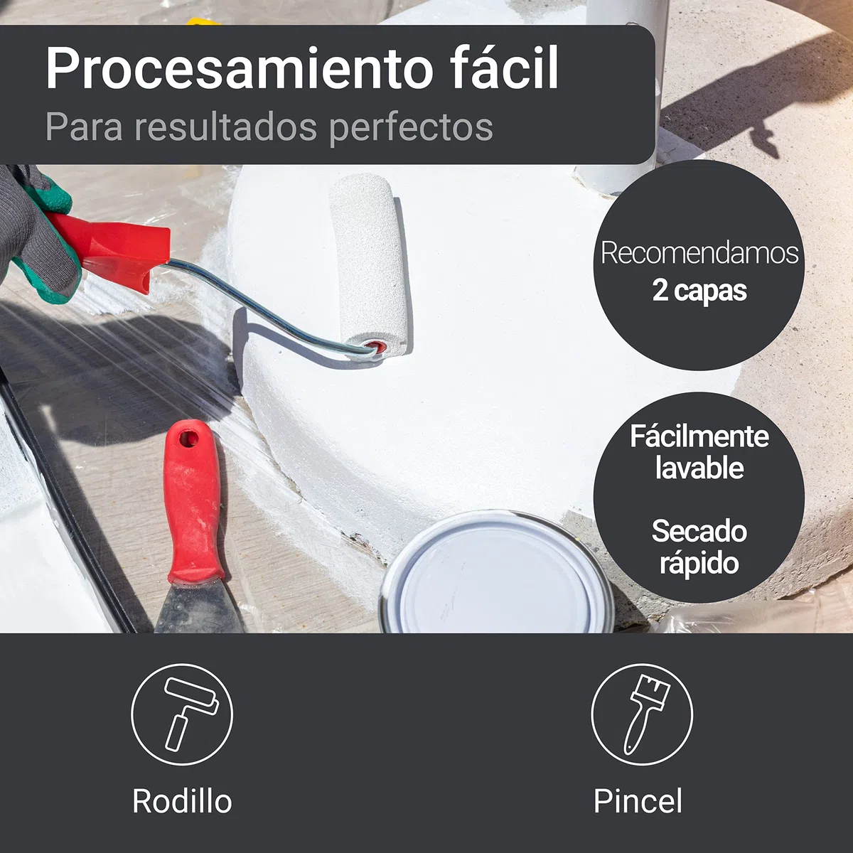 WO-WE Pintura para Suelos de Hormigón Impreso Renovacion y Extrema resistencia W700 Gris antracita como RAL 7016-5L