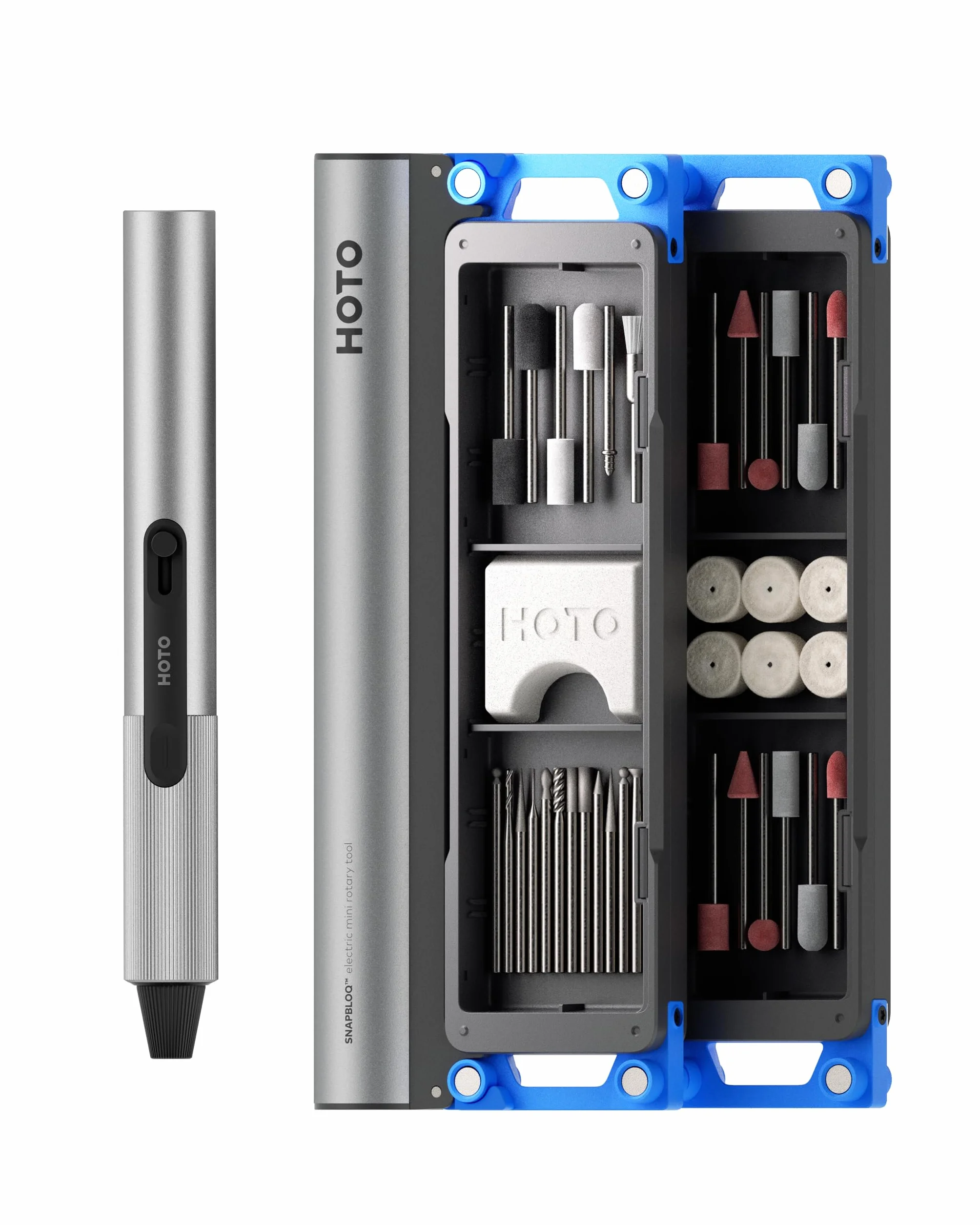 HOTO SNAPBLOQ R-A04 Mini Kit de Herramienta Rotativa Inalámbrica, Velocidad Variable de 22000 RPM, Juego de 38 Accesorios para Lijar, Grabar, Perforar, Pulir | Herramienta Eléctrica para Bricolaje