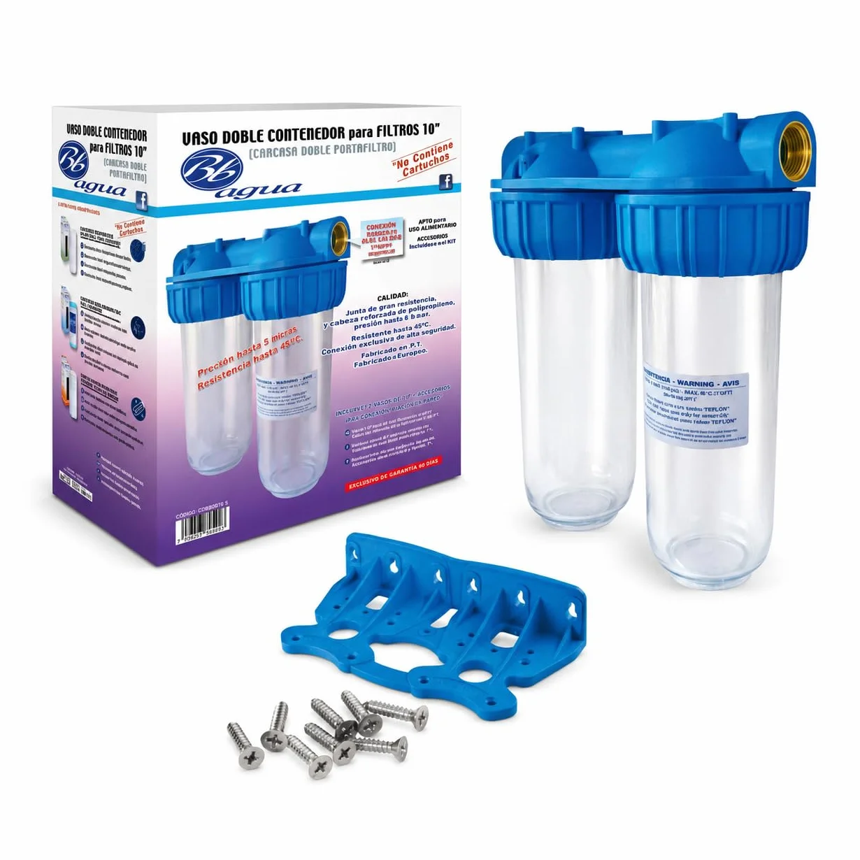 Filtro de Agua Doble 10" con Conexión 1" – Portafiltro Doble para Sedimentos y Carbón Activo