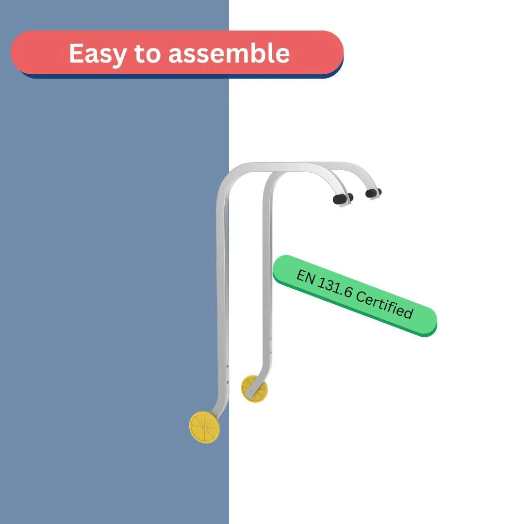RMBO - Gancho de cumbrera - Gancho universal para techos para escaleras - 95 cm de largo - Sistema de fijación seguro y robusto para techos y mantenimiento