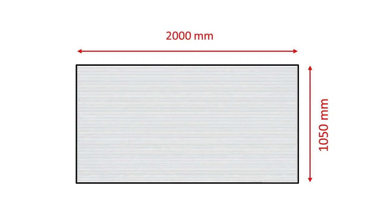 Placa de policarbonato alveolar de doble pared 200 x 105 cm grosor 10 mm transparente
