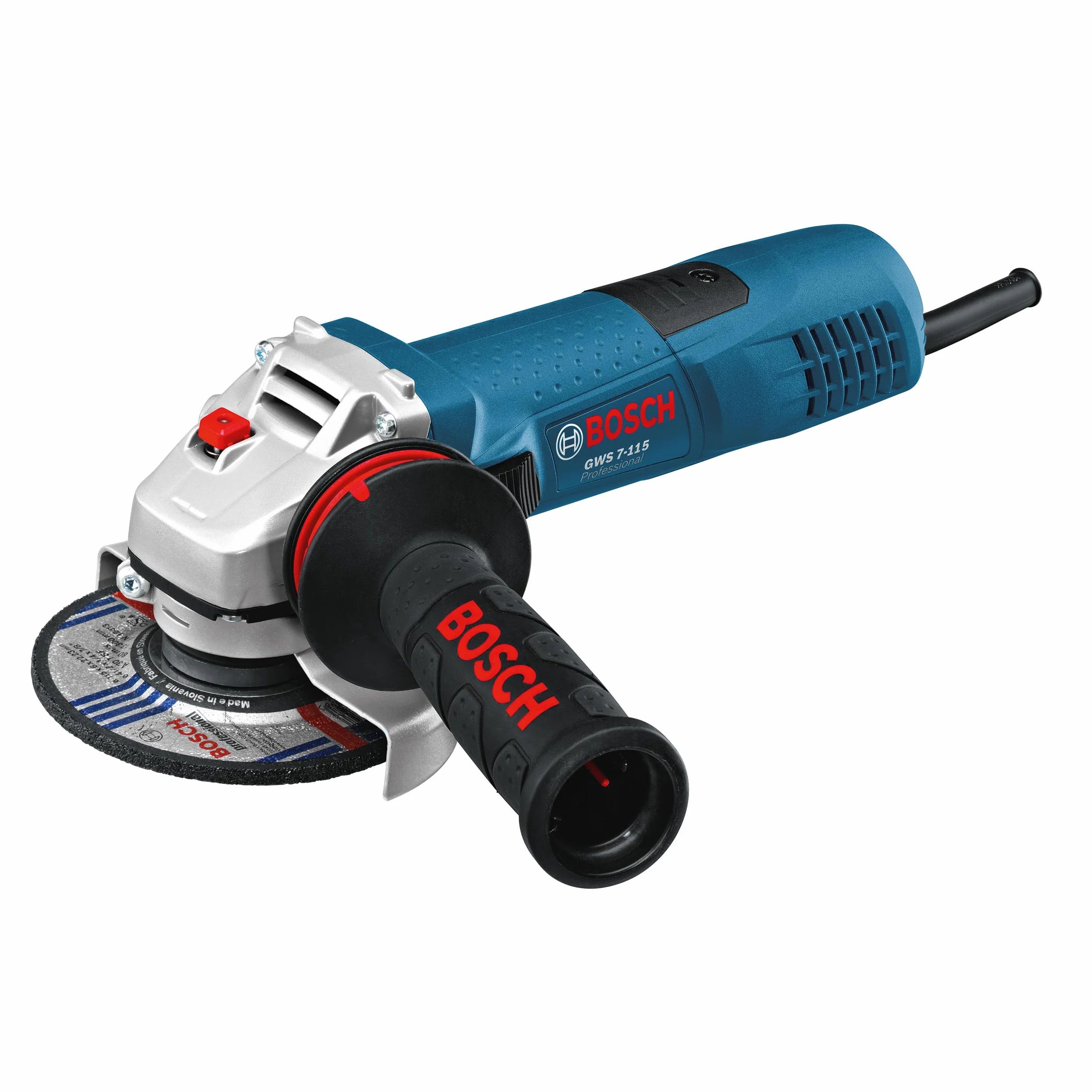 Bosch Professional amoladora angular GWS 7-115 E (Ø de disco 115 mm, potencia 720 W, incl. empuñadura auxiliar, brida, tuerca de apriete, cubierta protectora, llave de dos agujeros)