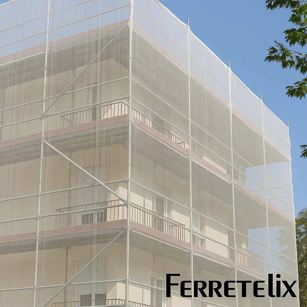 FERRETELIX® Malla Mosquitera para Andamio – Blanca 6 x 20 Metros – Protección para Fachadas – Muy Resistente