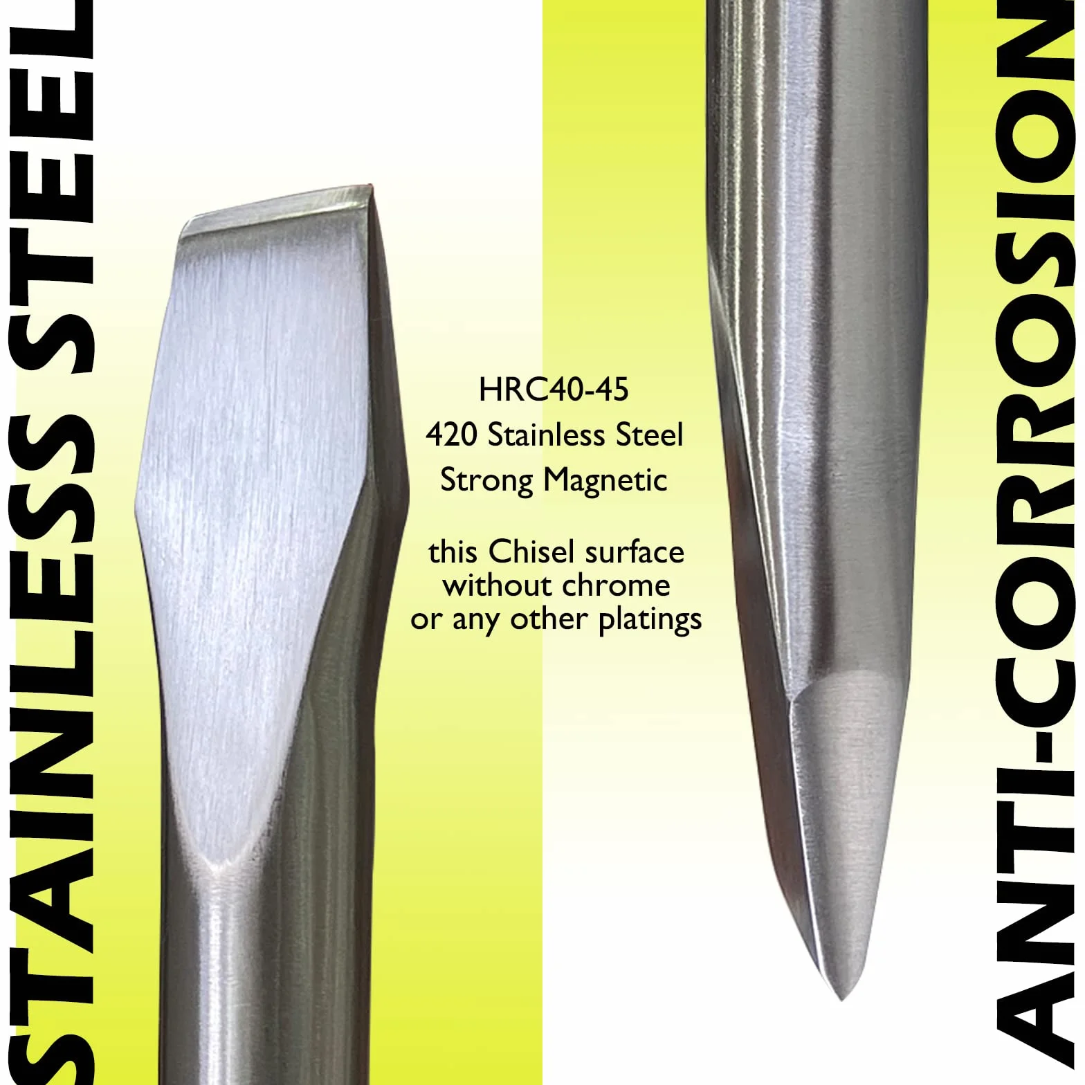 WEDO Cincel,Cortafríos de 24x250mm,Plano,Acero templado,acero inoxidable,anticorrosión, alta resistencia, superficie pulida, duradero, resistente al óxido,Cortafrío plano