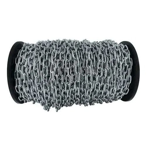 CABLEPELADO Cadena Zincada de Acero 2 mm 100 M Gris Cadena para Aplicaciones de Suspensión, Almacenamiento y Seguridad