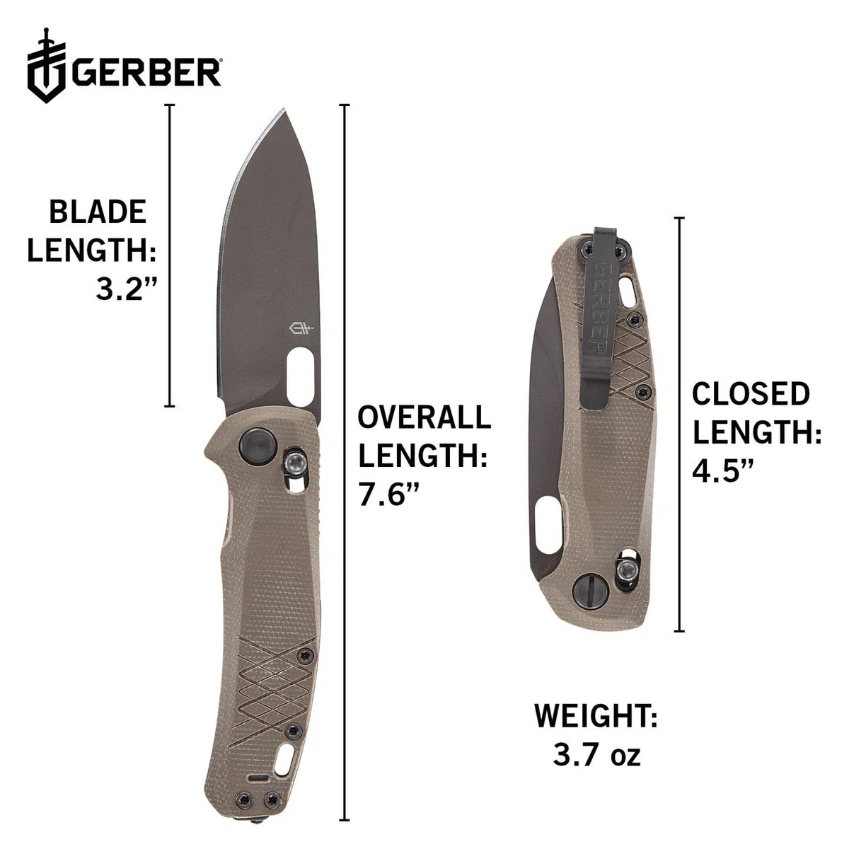 Gerber Navaja Plegable con Gancho para Bolsillo, con Mango de Micarta y Rompecristales, Longitud de Hoja: 8,2 cm, Verde, Acero Inoxidable 440A, Scout, 1064583