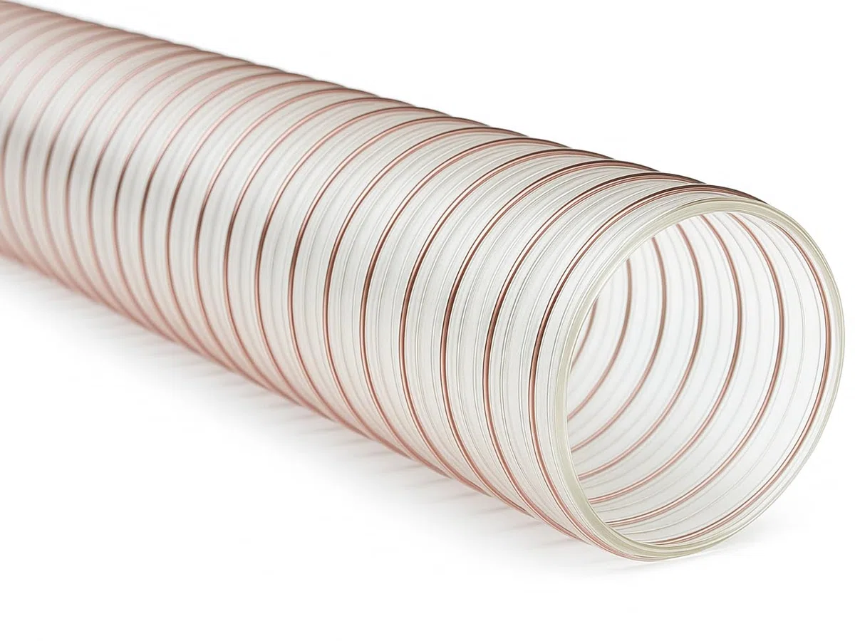Gobeflex Air Pu. Manguera de aspiración y succión de Poliuretano con grosor de 0,45mm. Espiral de Cobre (60mm)