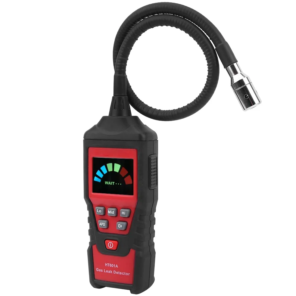 Analizador de Gases de Combustión Portátil, HT601A Detector de Gas Combustible LED Probador de Fugas de Gas Medidor de Fugas de Gas