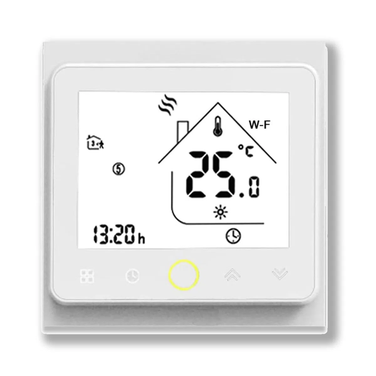 002 Serie Wi-Fi Termostato - Termostato con Pantalla Táctil Programable para Calefacción o Aire Acondicionado - Control Remoto Desde Teléfono Móvil Compatible con Alexa, Google Home e IFTTT