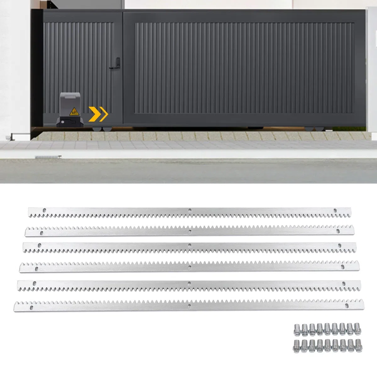 Accionamiento de puerta de 6 m, IP44, 2000 kg, riel dentado, cremallera para accionamiento de puerta corredera, accesorio para abridor de puerta, accionamiento de puerta de patio