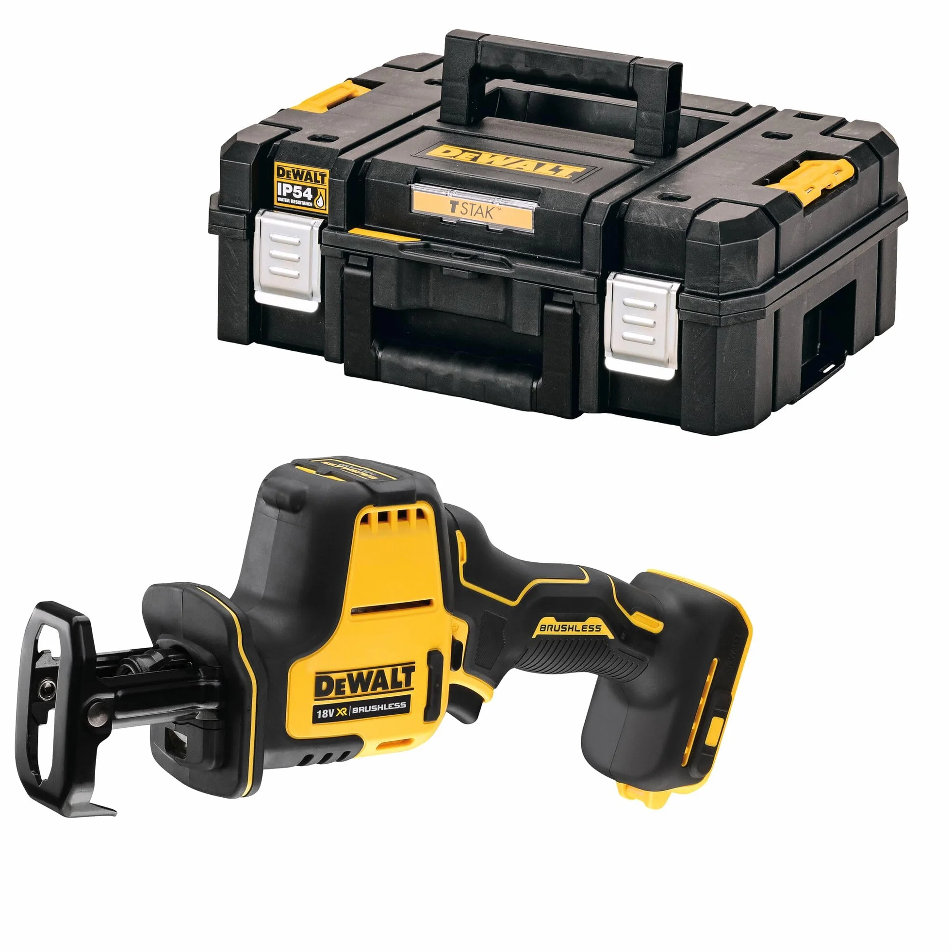 DEWALT DCS369NT-XJ - Mini-Sierra Sable XR 18V, Motor sin escobillas, En caja TSTAK, Sin Batería ni Cargador