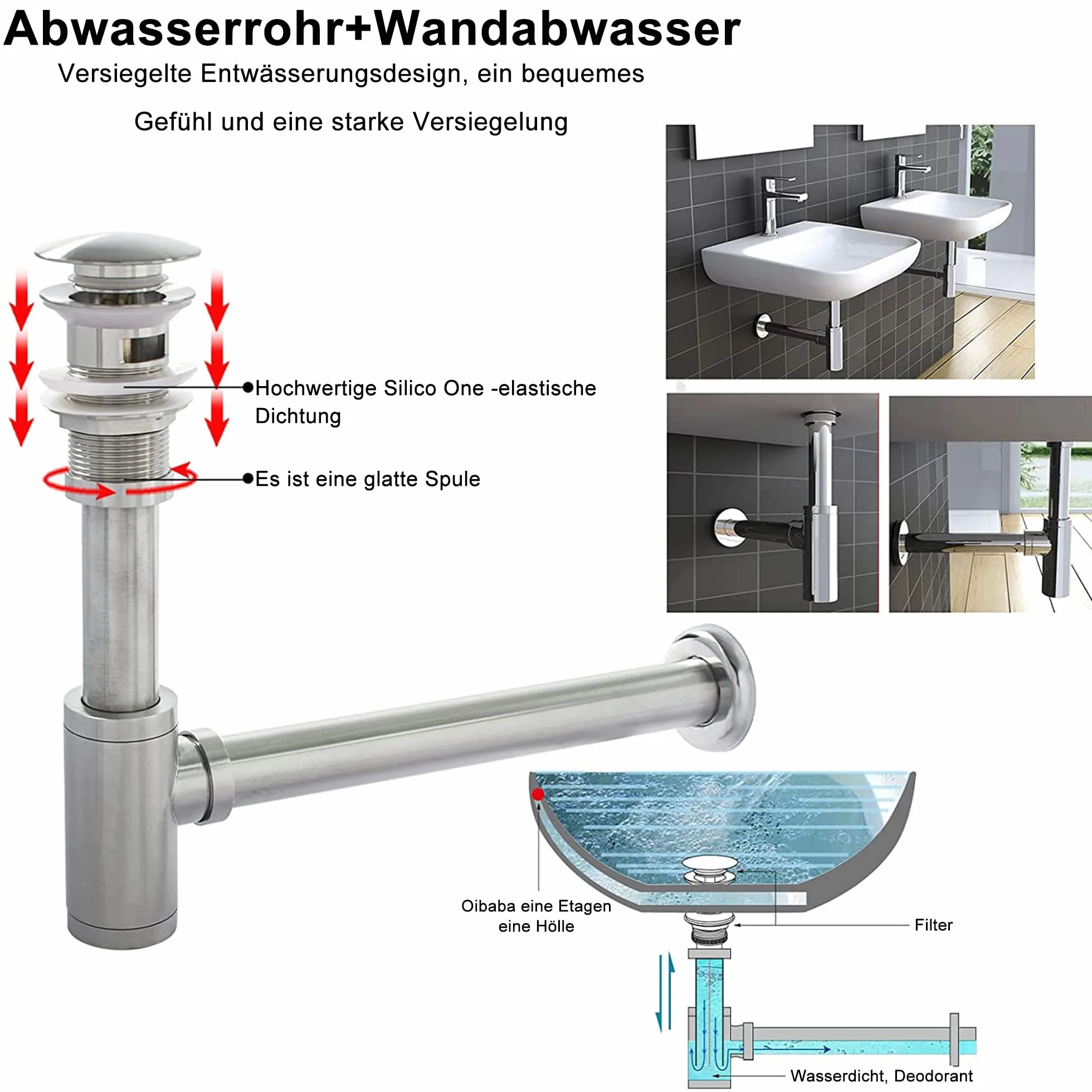 OUUTMEE Lavabo de pared, para diestros, 370 x 185 x 90 mm, lavabo pequeño sobre encimera, lavabo de pared o sobre encimera, inodoro de invitados, blanco, juego