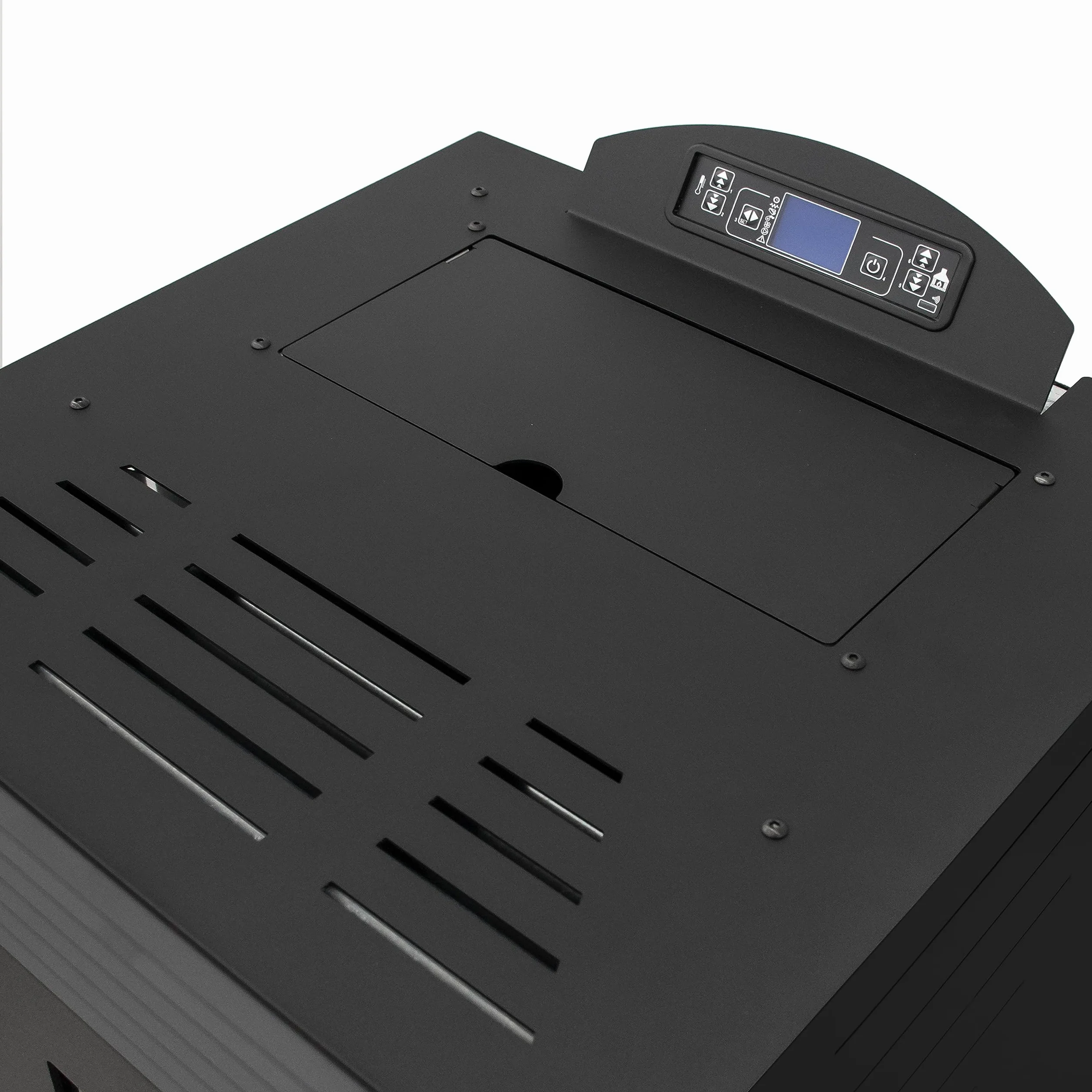 Stufe a Pellet Italia Srl - Estufa de pellets California, 8 Kw, estufa de pellet, ventilada, calienta hasta 60 m², 5 niveles de potencia, 5 velocidades de ventilación, programable, color negro