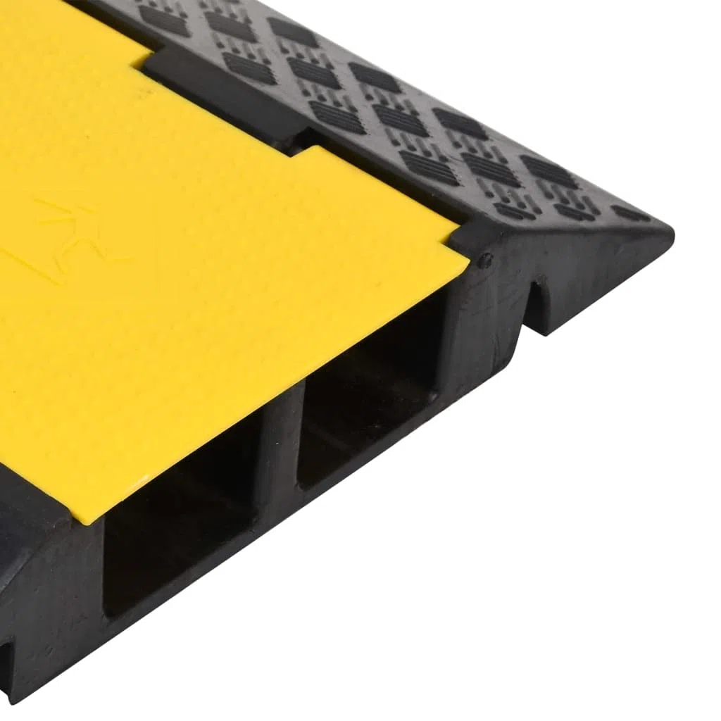 vidaXL Rampas Protectoras de Cables 2 Canales Canaleta Pasacables de Suelo Cubierta Protectora Manguera Tubo Tubería Pista Almacén 2 Piezas 100cm Goma